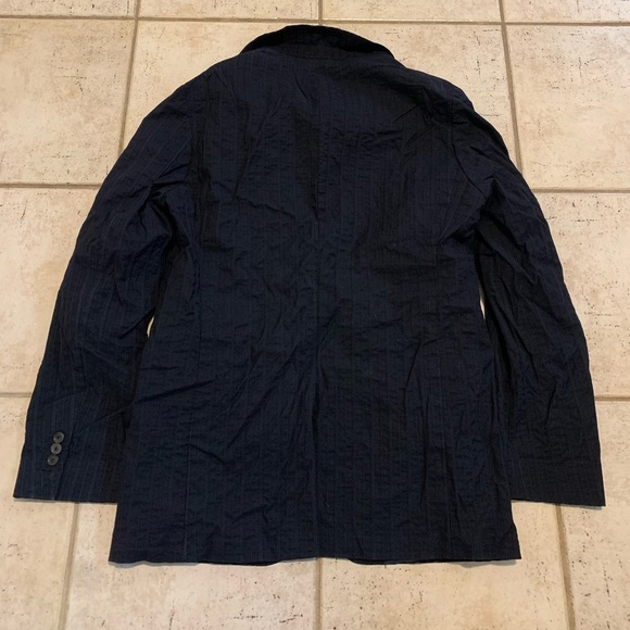 Hugo Boss QUEEN-W Navy Pinstripe Cotton Blend Blazer Jacket Size 102 - Picture 4 of 11